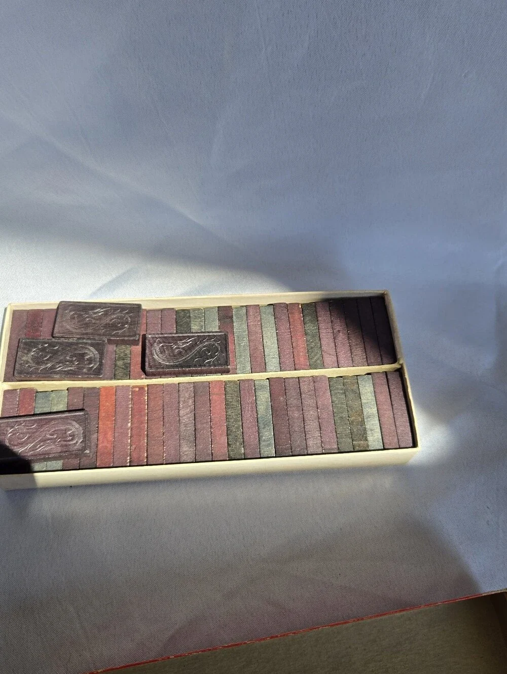 Vintage Halsam Double Nine Dragon Dominoes No. 920 55 Pieces Original Box